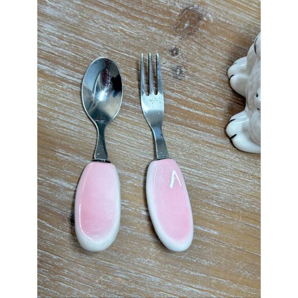 Vintage House of Lloyd Bunny Rabbit Figurine Baby Utensil Set Easter Decoration - Picture 9 of 12